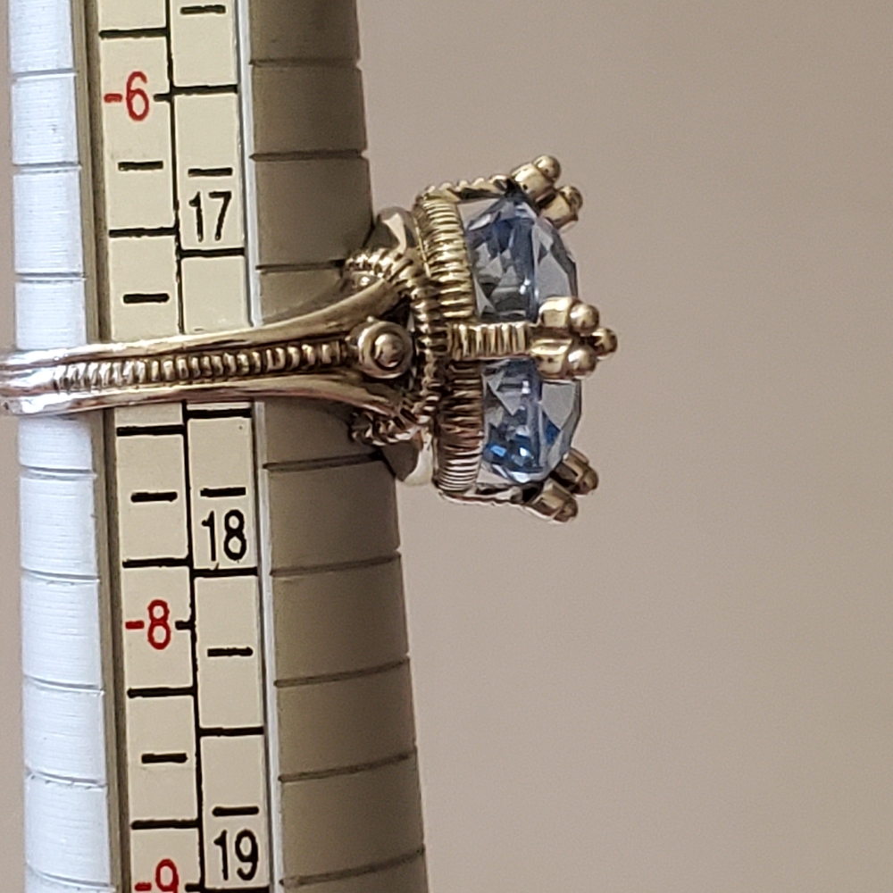 Judith Ripka Blue Topaz & Sterling Ring, Sz 7 - Picture 6 of 7